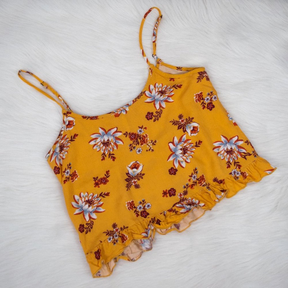 3/$20 Full Tilt Yellow Floral Crop Tank Top